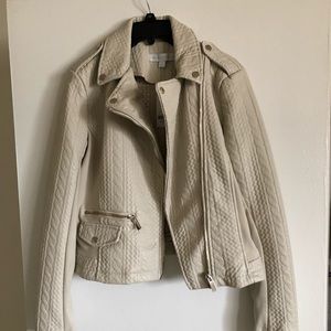 Cream Leather Jacket